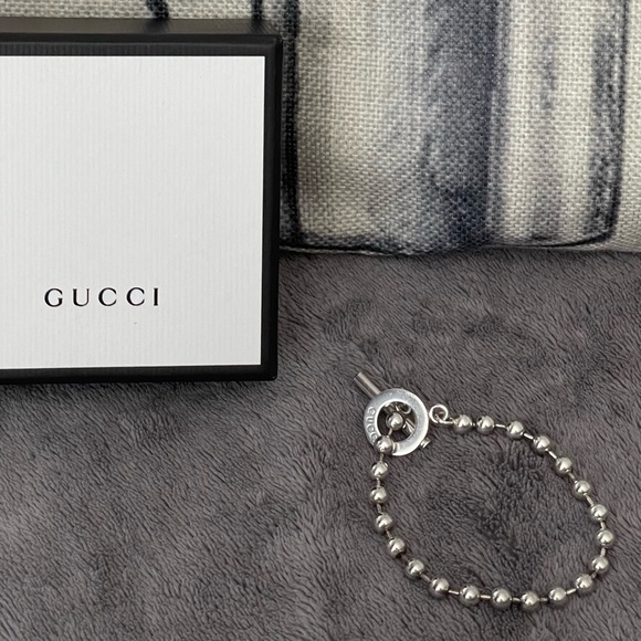 💥COA⭐️GUCCI 925 Silver T-bar Ball-chain toggle bracelet💥w/box💥💯Authentic - Picture 4 of 5
